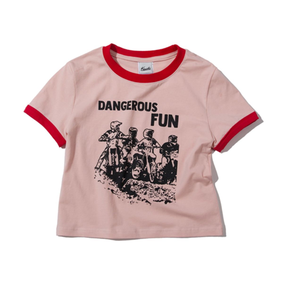 크루치(KRUCHI) DANGEROUS FUN CROP T-SHIRT (APRICOT)