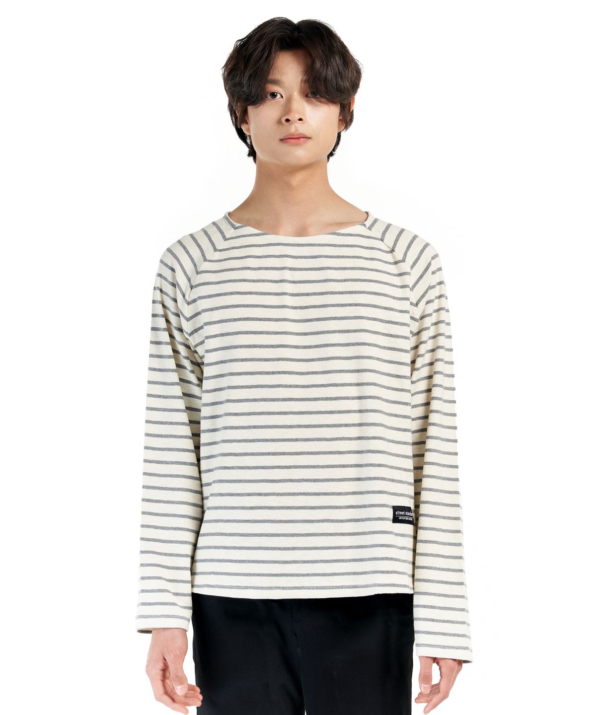 스트리트 스탠다드(STREET STANDARD) BOAT NECK STRIPE SLEEVE