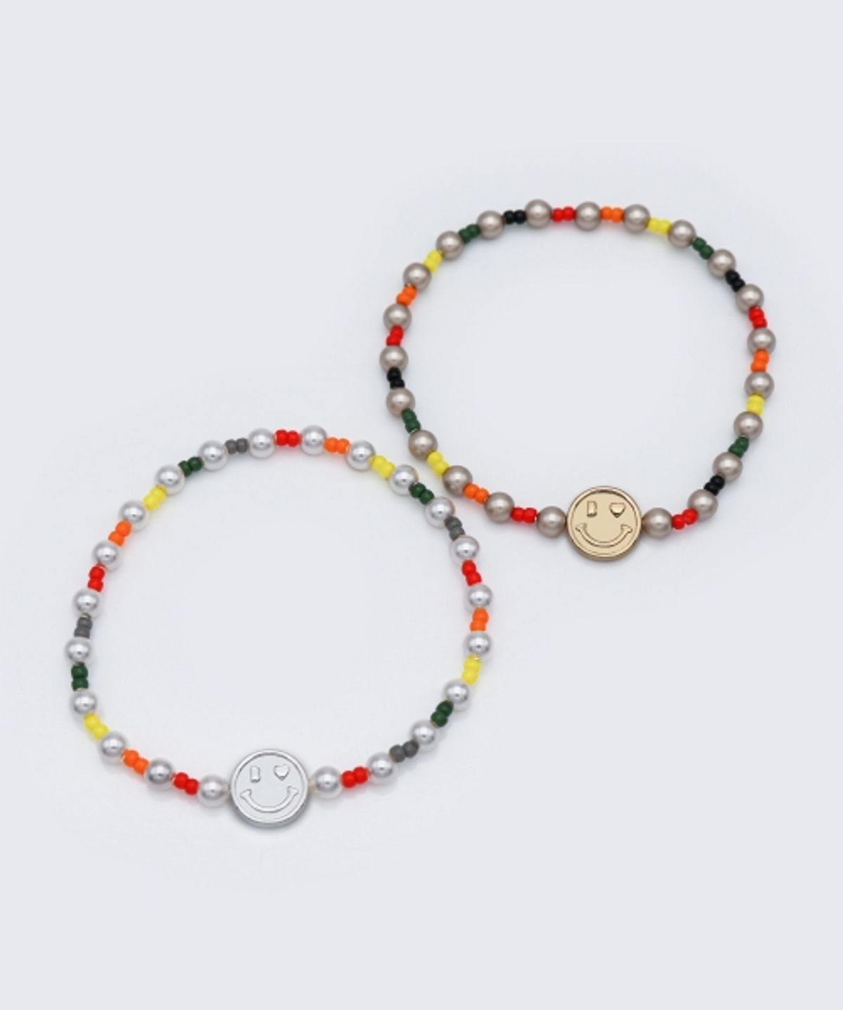 봉보(BONBEAU) Heart smile swarovski pearl Mix Bracelet 키치 스마일 참 스와로브스키 진주 비즈믹스 팔찌
