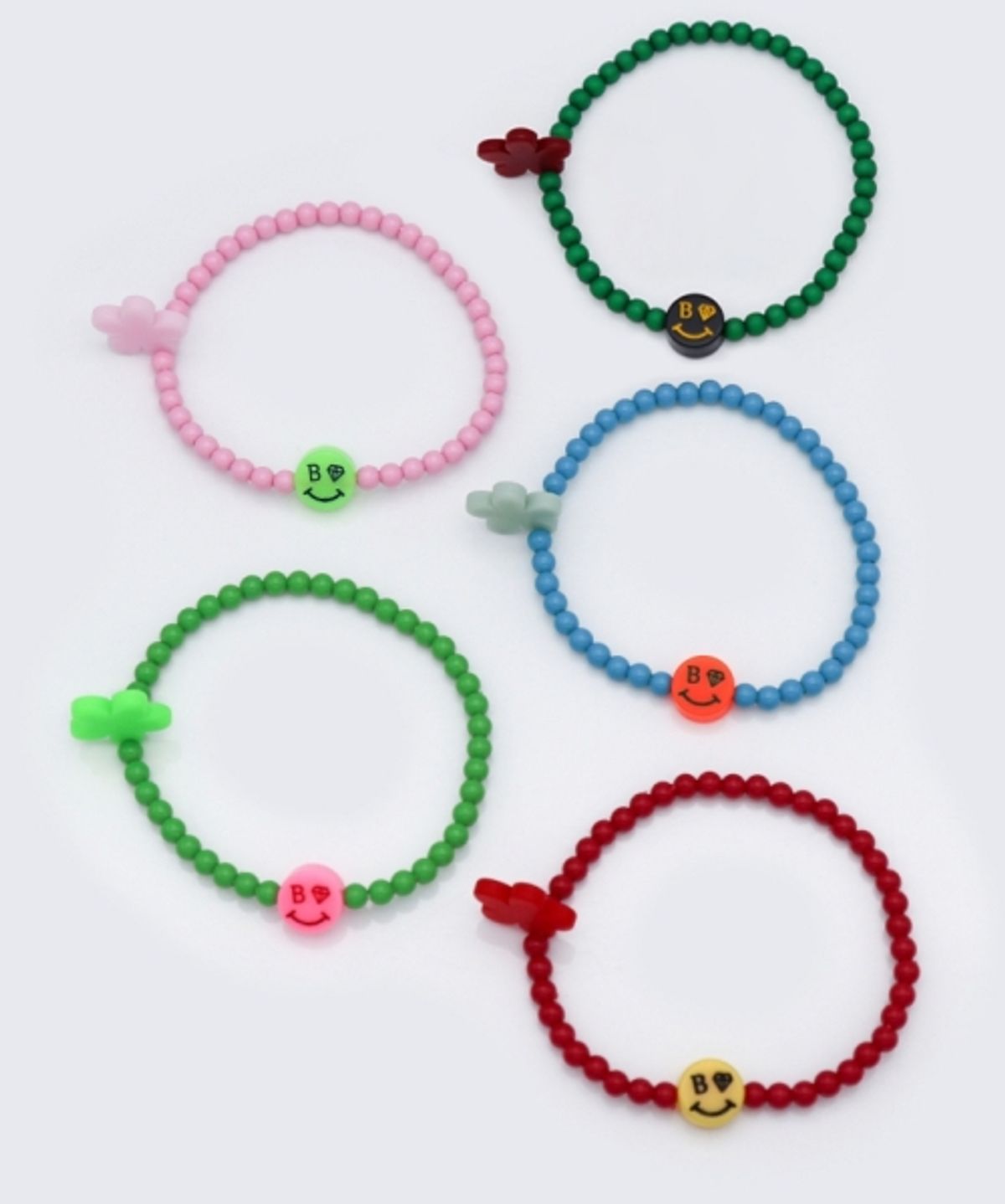 봉보(BONBEAU) Aloha color acrylic ball Bracelet 컬러 스마일 앤 플라워 참 포인트 아크릴 볼 팔찌