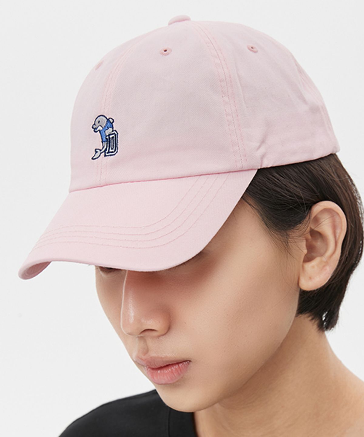 돌핀웨이브어패럴(DOLPHIN WAVE APPAREL) 돌핀&이니셜 자수 볼캡 라이트핑크