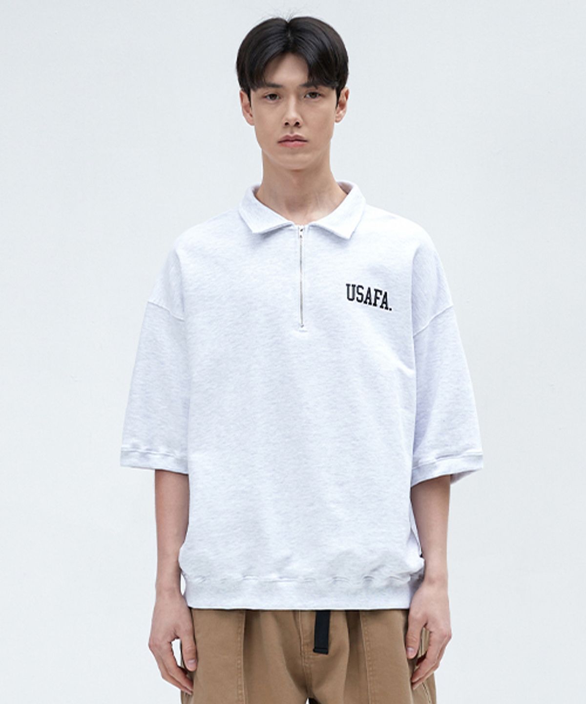 미니멀프로젝트(MINIMALPROJECT) USAFA 카라 반팔 스웨트셔츠 MZT704 [ASH GRAY]