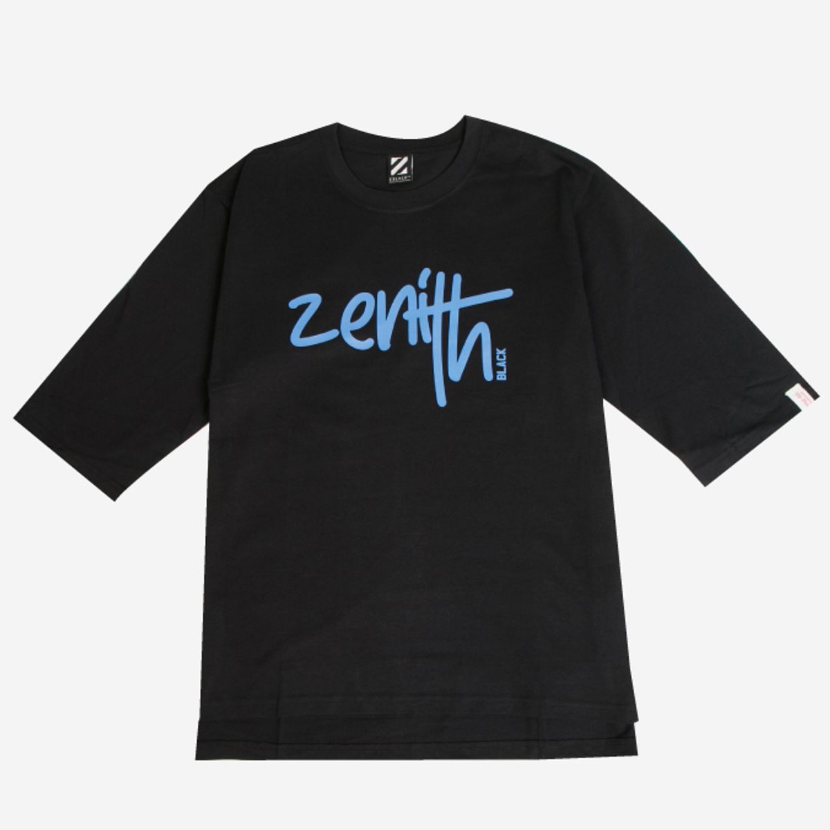 지블랙(ZBLACK) 100 오가닉 코튼 제니스 로고 7부 티셔츠(black)