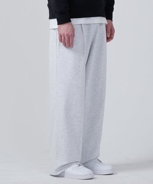 원턱 와이드 스웨트팬츠 화이트 멜란지