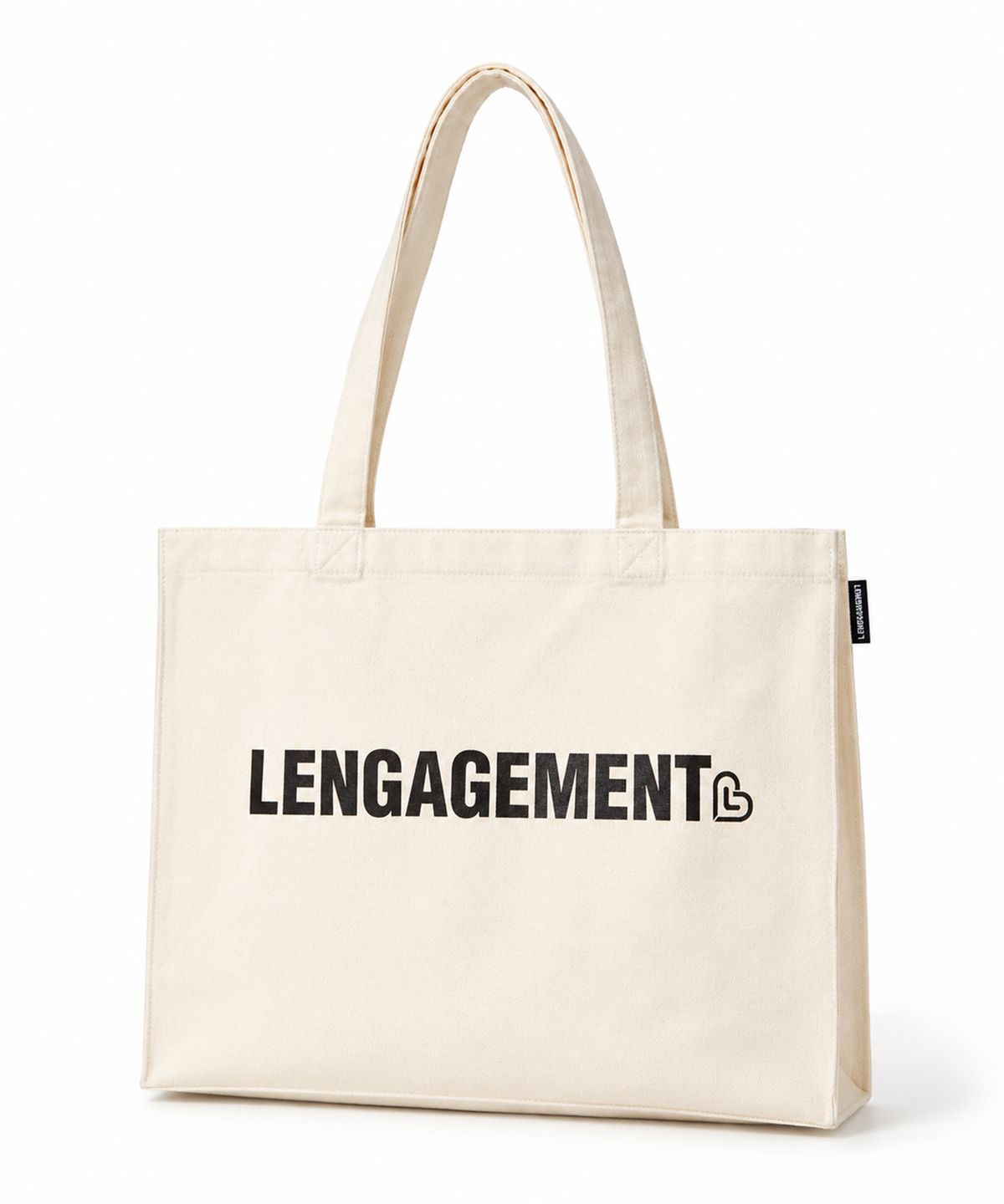 랑가주망(LENGAGEMENT) 스토리 로고 캔버스 쇼퍼 백 [아이보리]