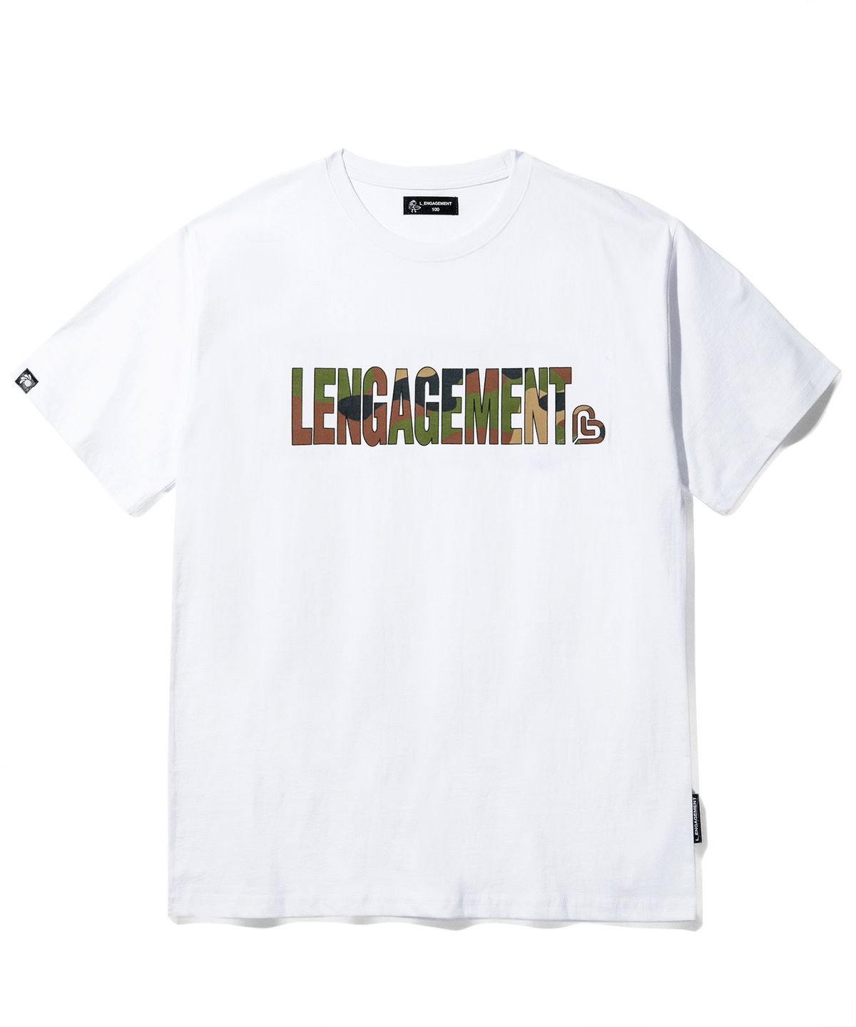 랑가주망(LENGAGEMENT) 릴렉스핏 스토리 로고 반팔티 [화이트-카모]