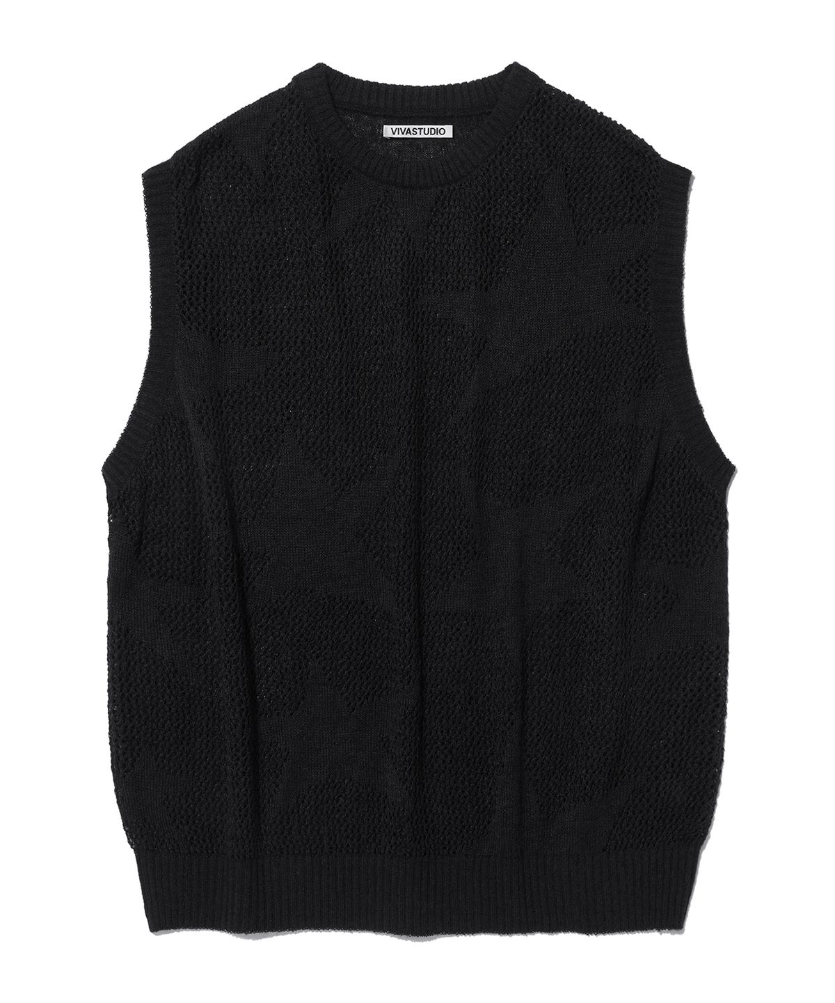 비바스튜디오(VIVASTUDIO) STAR-CHECKERED KNIT VEST [BLACK]