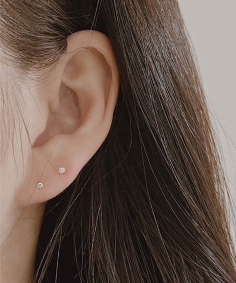 메리 초미니 큐빅 귀걸이 (925 Silver)