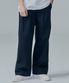 Two Tuck Wide Cotton Pants - Navy