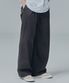 Two Tuck Wide Cotton Pants - Charcoal