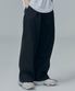 Two Tuck Wide Cotton Pants - Black