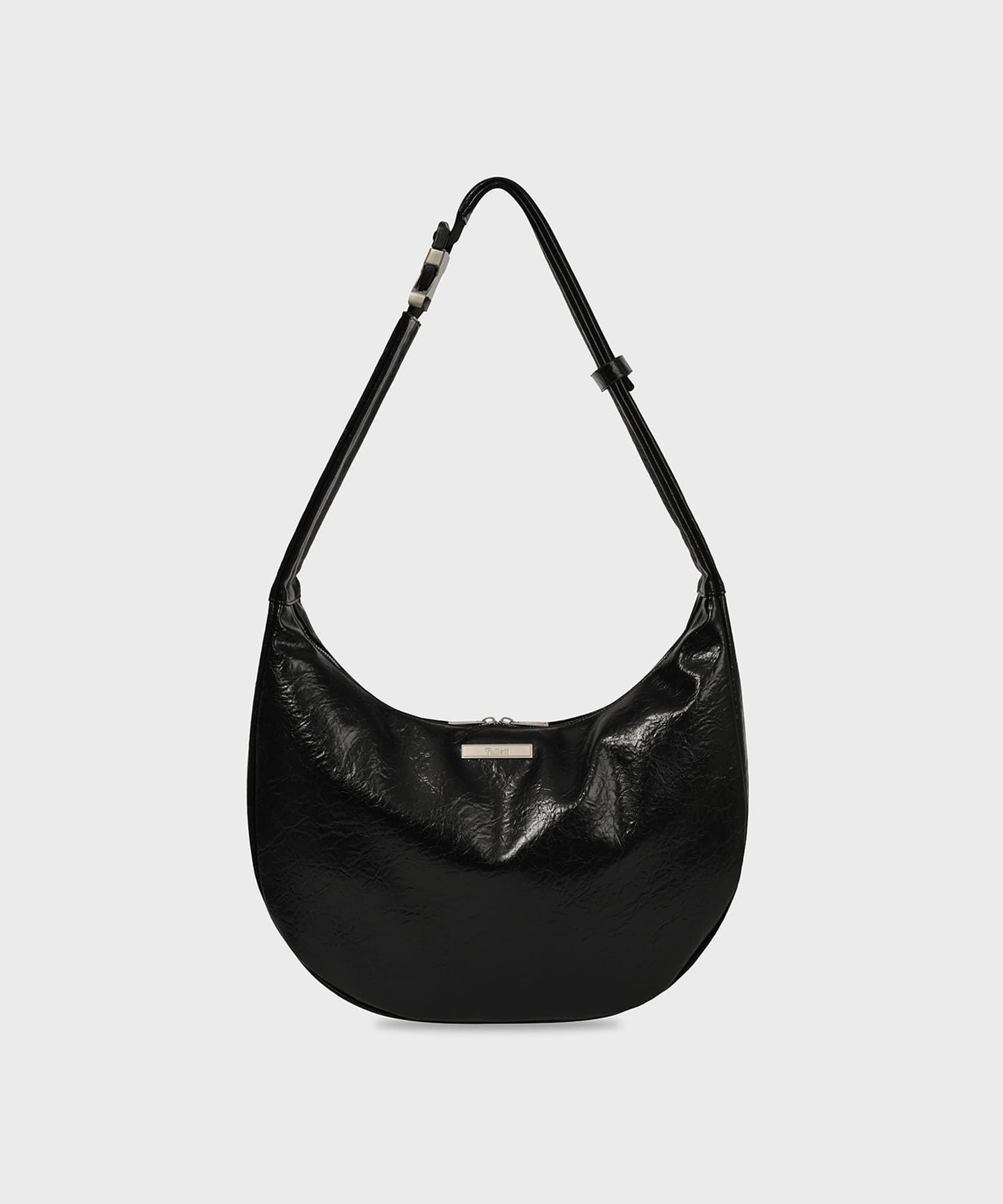 MUSINSA | FALLETT Crack Leather Moon Bag Black
