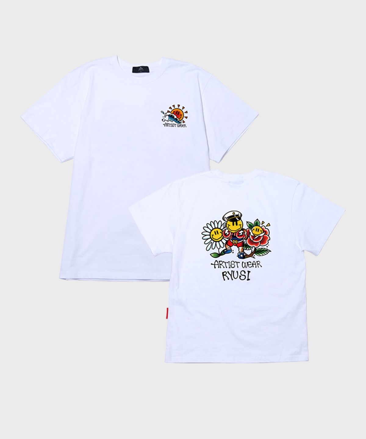 아티스트웨어(ARTISTWEAR) [ATW X COLLABO] 류시 해바라기 스마일 반팔티 WH