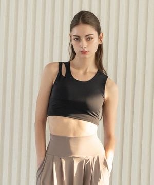 (FM60122)숄더 라인 컷 오프 탱크탑_뉴블랙