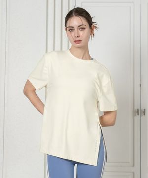 (FM40122)사이드 슬릿 숏 슬리브_바닐라쉬폰