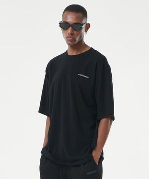 22SS06AT013 코튼100 프린트 레귤러 오버핏 반팔 (블랙)