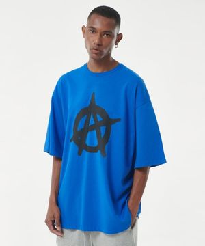 22SS06AT008 아나키 프린트 빅 오버핏 반팔티 (코발트블루)
