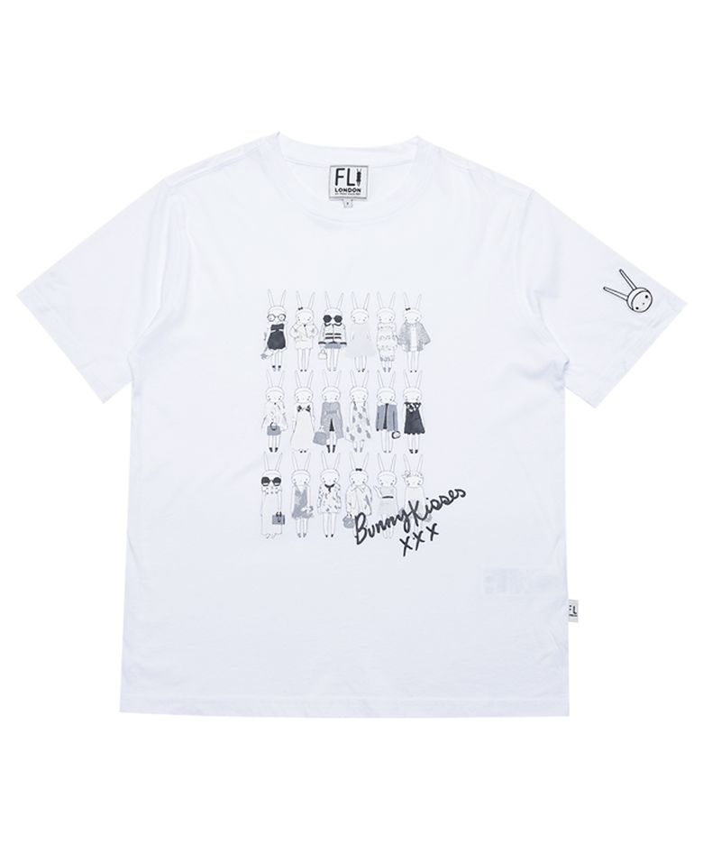 여성 원피스를 입은 피피들 드로잉 기본티셔츠/FS2WTS08W  WHITE