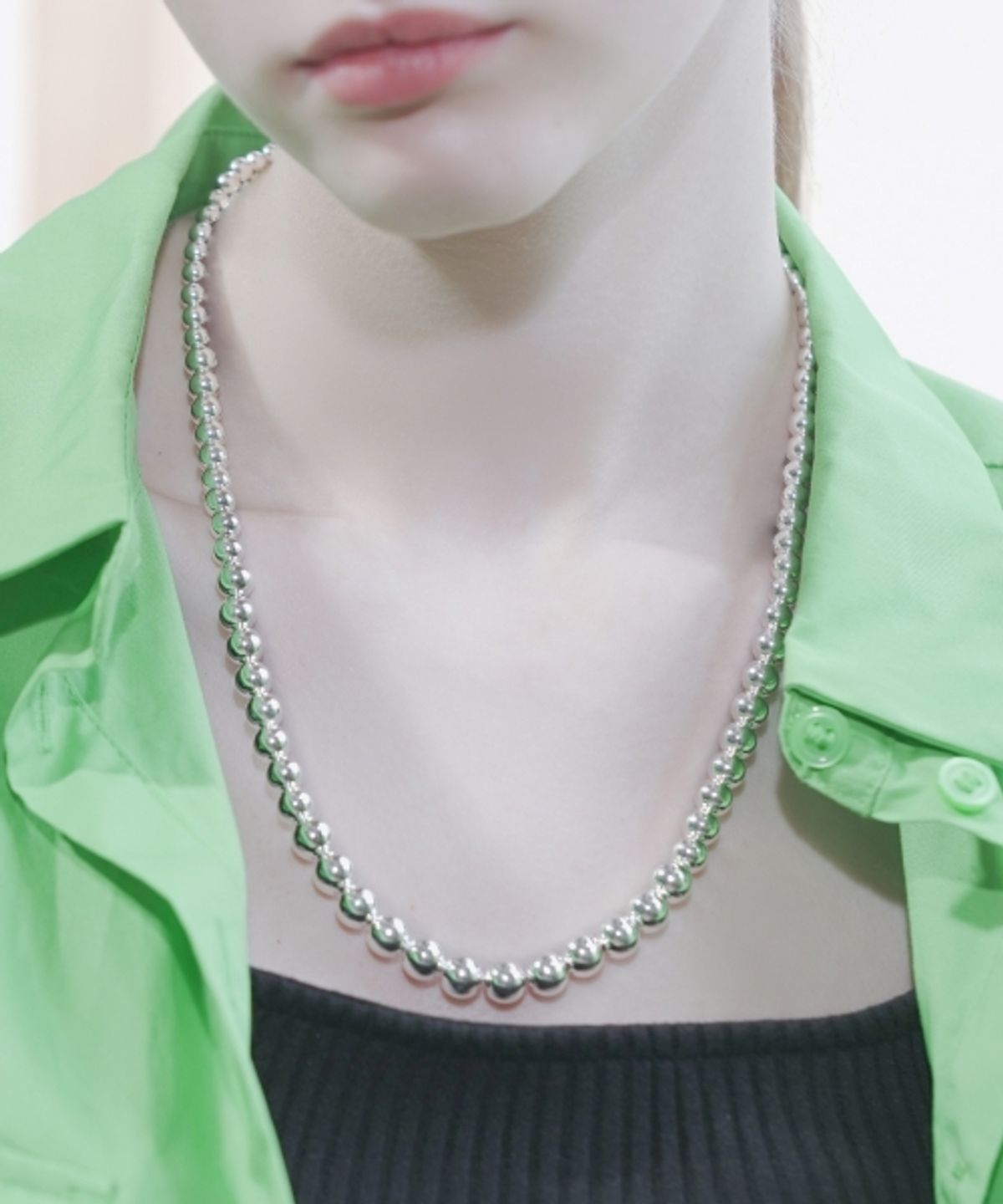 봉보(BONBEAU) Rhythmical silverball line-up bold Necklace 리드미컬 925 실버볼 라인업 볼드 목걸이 50cm