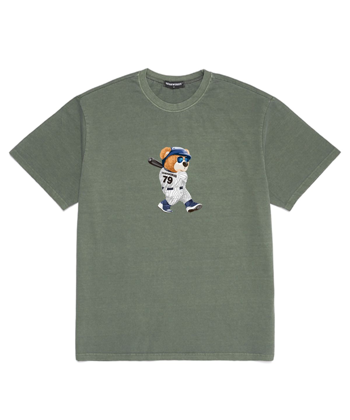 밴웍스(VANNWORKS) 피그먼트 BASEBALL BAER 오버핏 반팔 티셔츠 (VNDTS226) 카키