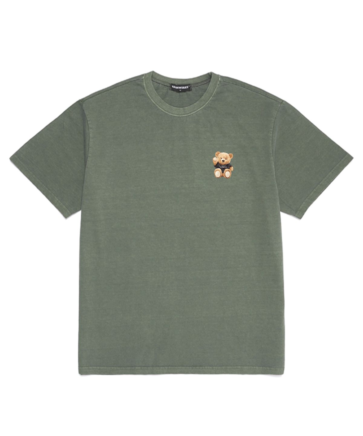 밴웍스(VANNWORKS) 피그먼트 MINI SITTING BEAR 오버핏 반팔 티셔츠 (VNDTS227) 카키