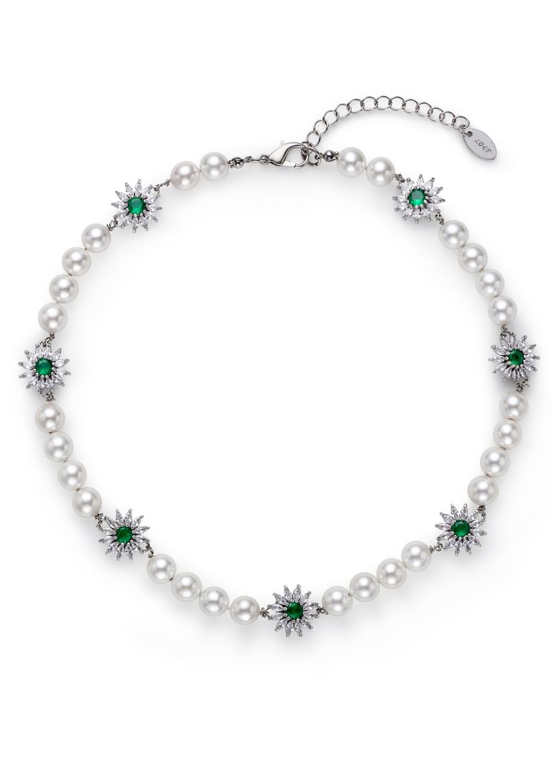 B.W.P Necklace-01 Cubic Flower Pearl 8mm