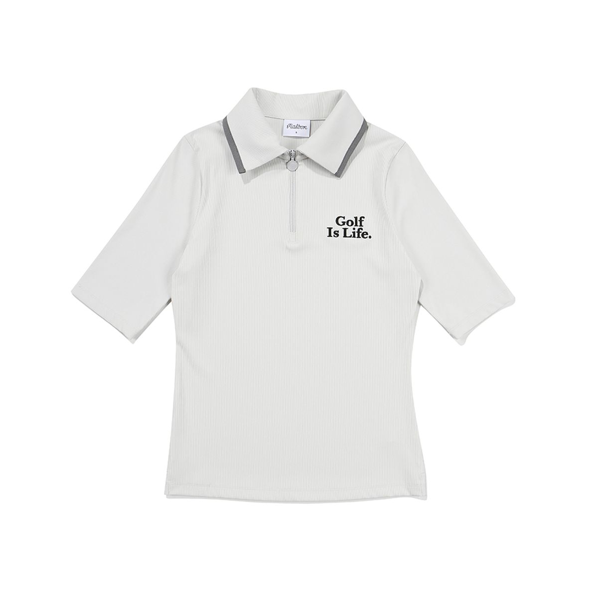 말본 골프(MALBON GOLF) Golf is Life 하프 집업 폴로 티셔츠 LIGHT GREY (WOMAN)