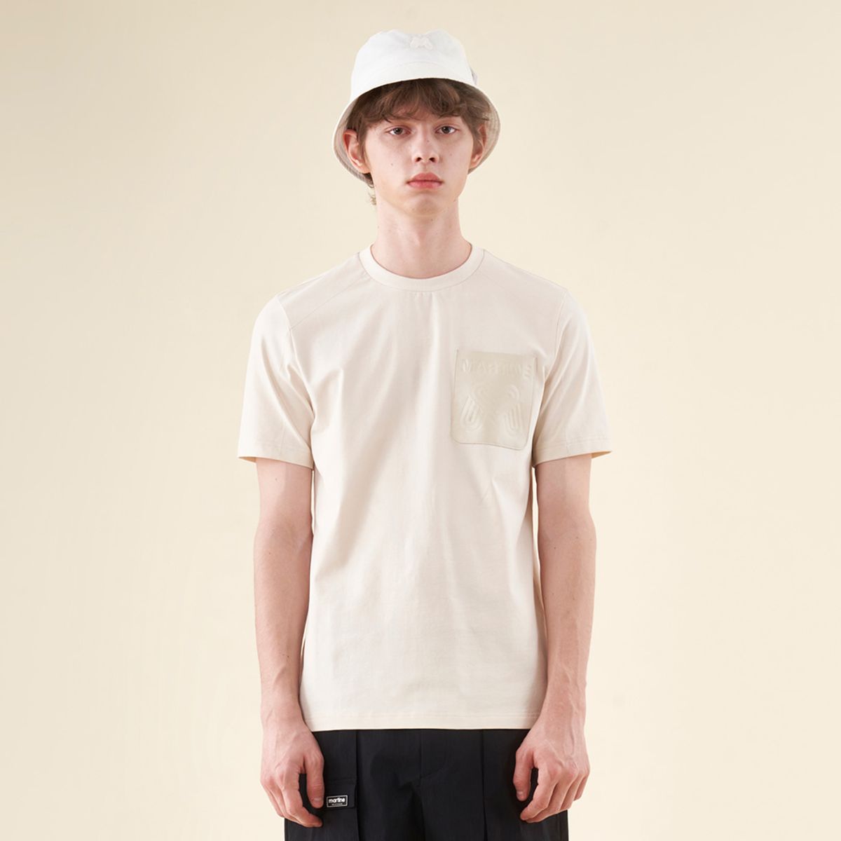 마틴골프(MARTINE GOLF) Pleather Patch Round Shirts_Ivory (Men)