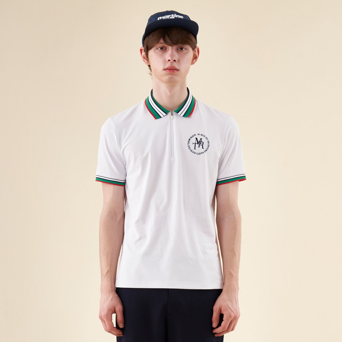마틴골프(MARTINE GOLF) Mens MRT Half Zip-up Pique Shirts_White
