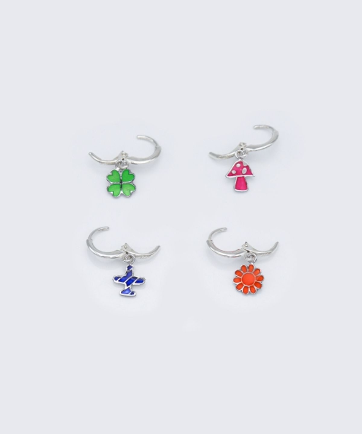 봉보(BONBEAU) Neon enamel silver cute motive Earrings 네온 에나멜 실버 큐트 모티브 원터치 링 귀걸이