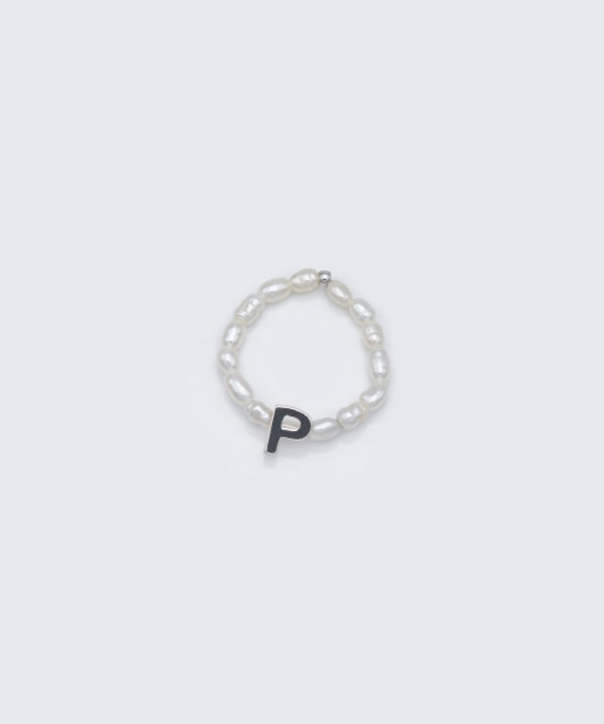 봉보(BONBEAU) Silver initial water pearl ring 실버 이니셜 쌀알 담수 진주 밴딩 반지