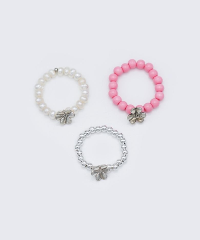 Silver flower charm point ring 925실버 꽃 참 담수진주 실버볼 글라스볼 반지