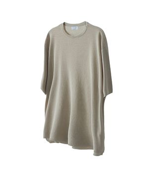 IRT110 [쿨니트] 라운드 슬릿 니트 반팔 베이지