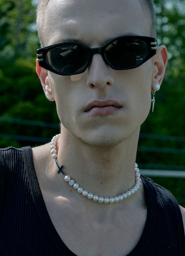 B.W.P Necklace-04 Cross Pendent pearl 8mm