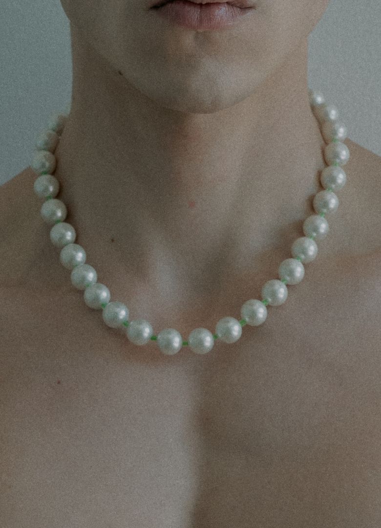 B.W.P Necklace-06 Pearl 12mm Green Biz