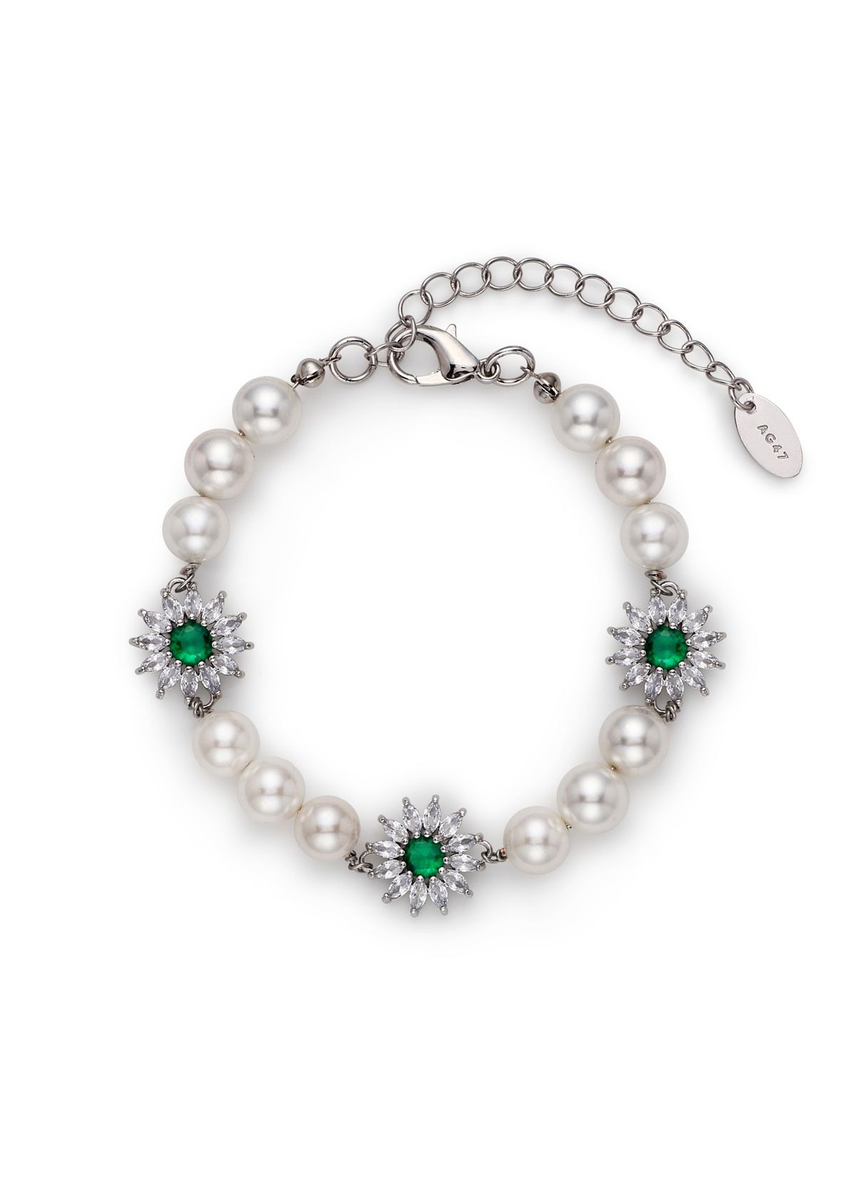 에이지47(AG47) B.W.P Bracelet-09 Pearl 8mm Cubic Flower