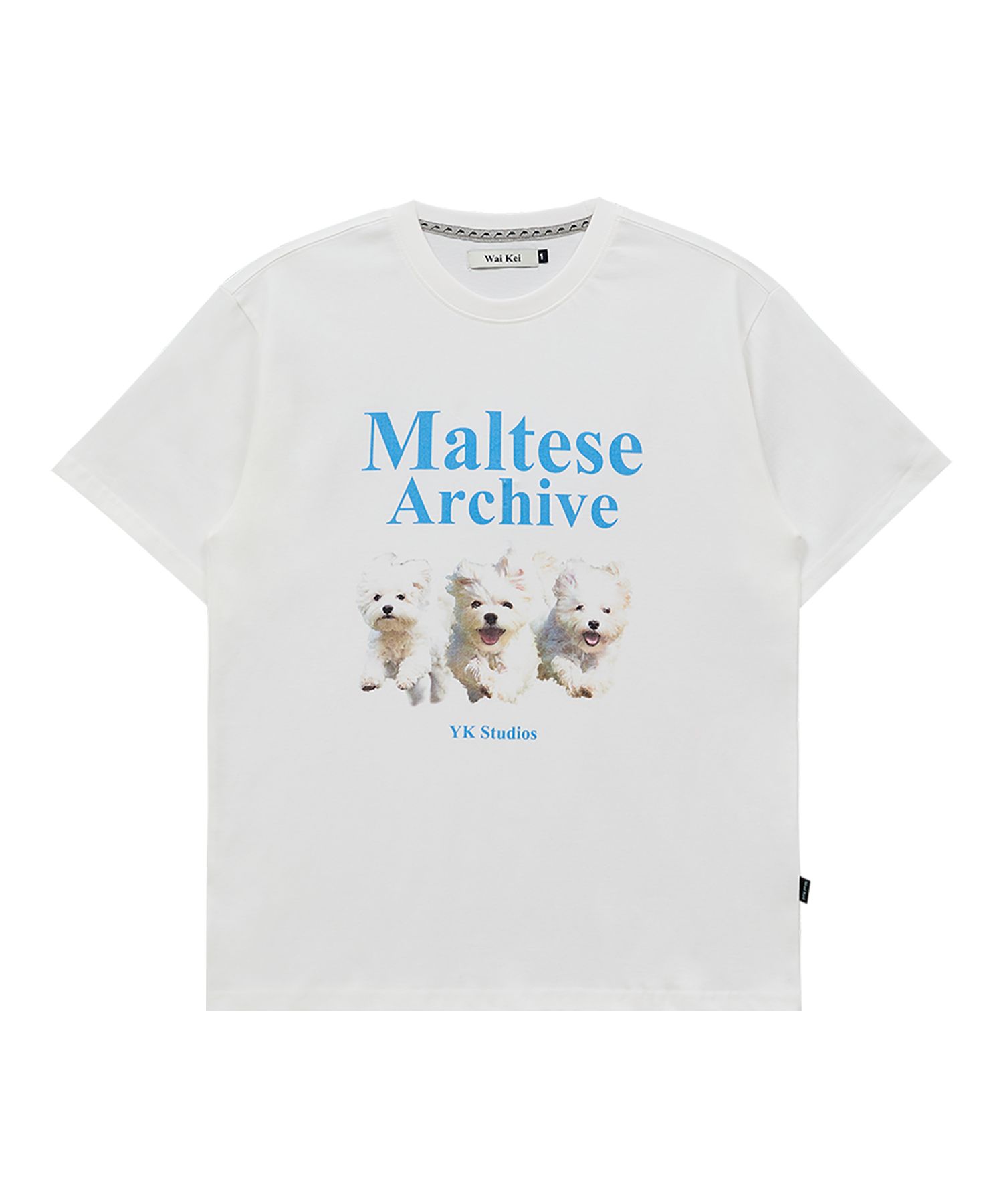 ◆Wai Kei◆ Maltese Archive Short Sleeve T-Shirt White Blue MUSINSA | WAI KEI MALTESE ARCHIVE SHORT SLEEVE SHIRT WHITE BLUE