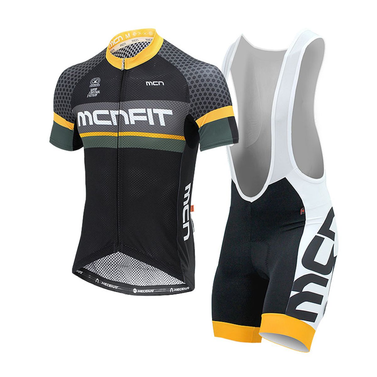 엠씨엔스포츠(MCNSPORTS) 루멘 블랙 반팔져지+4부 빕숏 자전거의류 세트