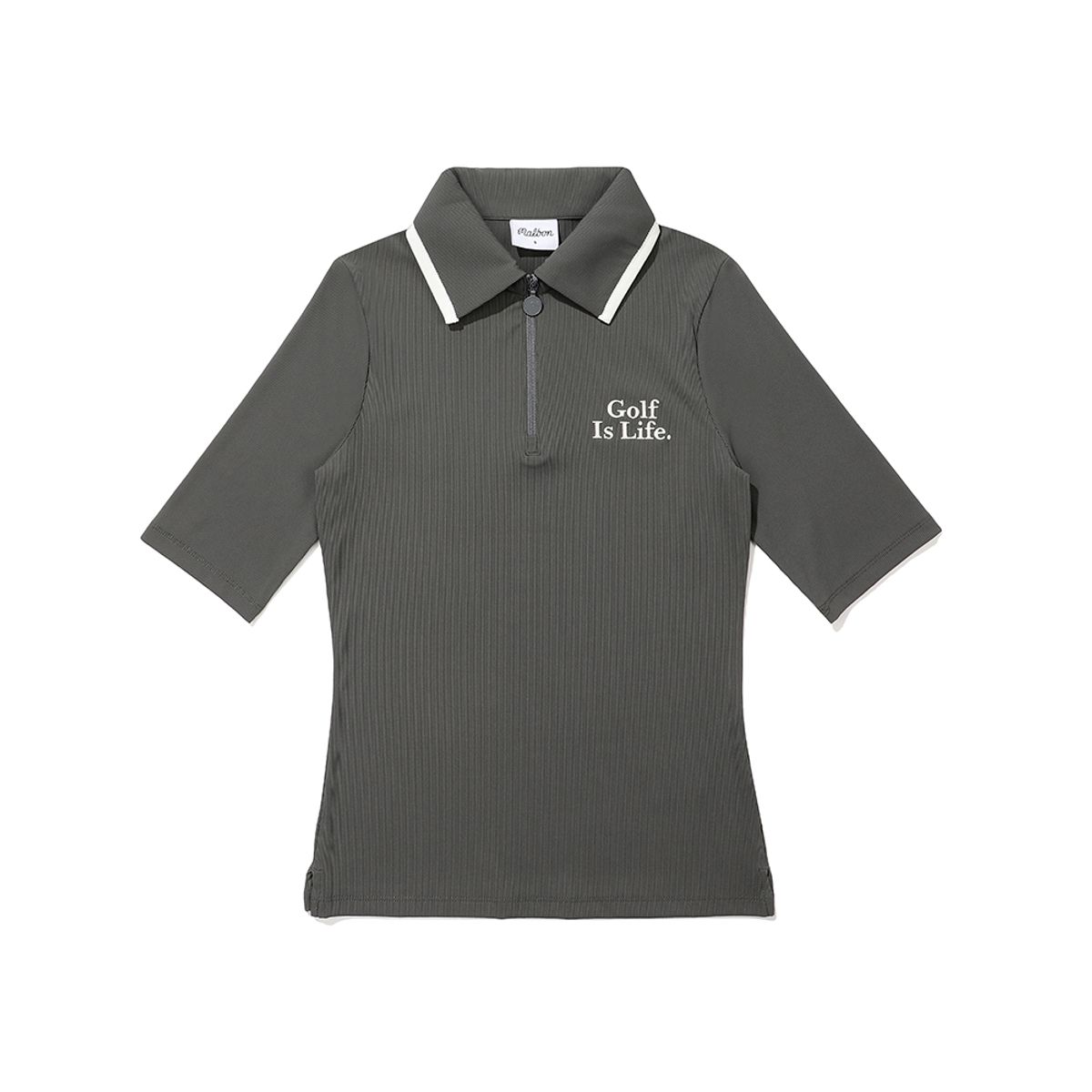 말본 골프(MALBON GOLF) Golf is Life 하프 집업 폴로 티셔츠 DARK GREY (WOMAN)