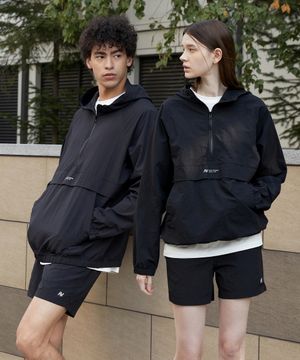 [SET] 캠프 바람막이 아노락 자켓 + 스포츠 반바지 쇼츠 M 블랙