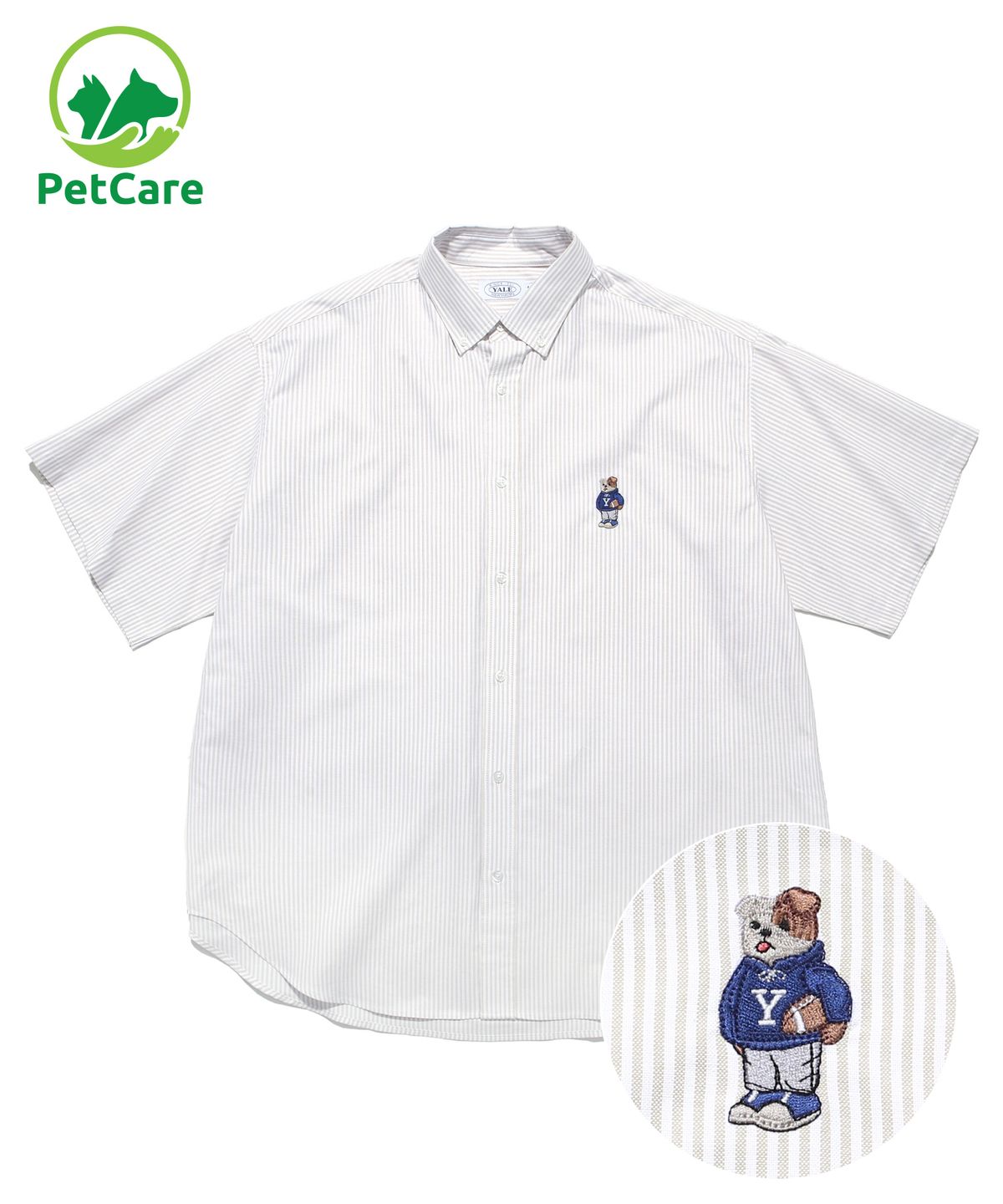 예일(YALE) (THE BIG) EMBROIDERY OXFORD SS SHIRT BEIGE