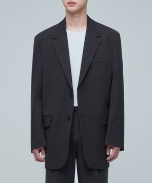 대디 숄더 오버사이즈 블레이저 [다크 그레이]
