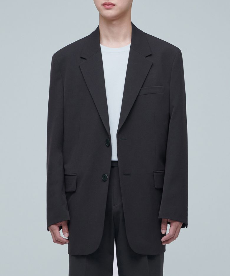 대디 숄더 오버사이즈 블레이저 [다크 그레이]