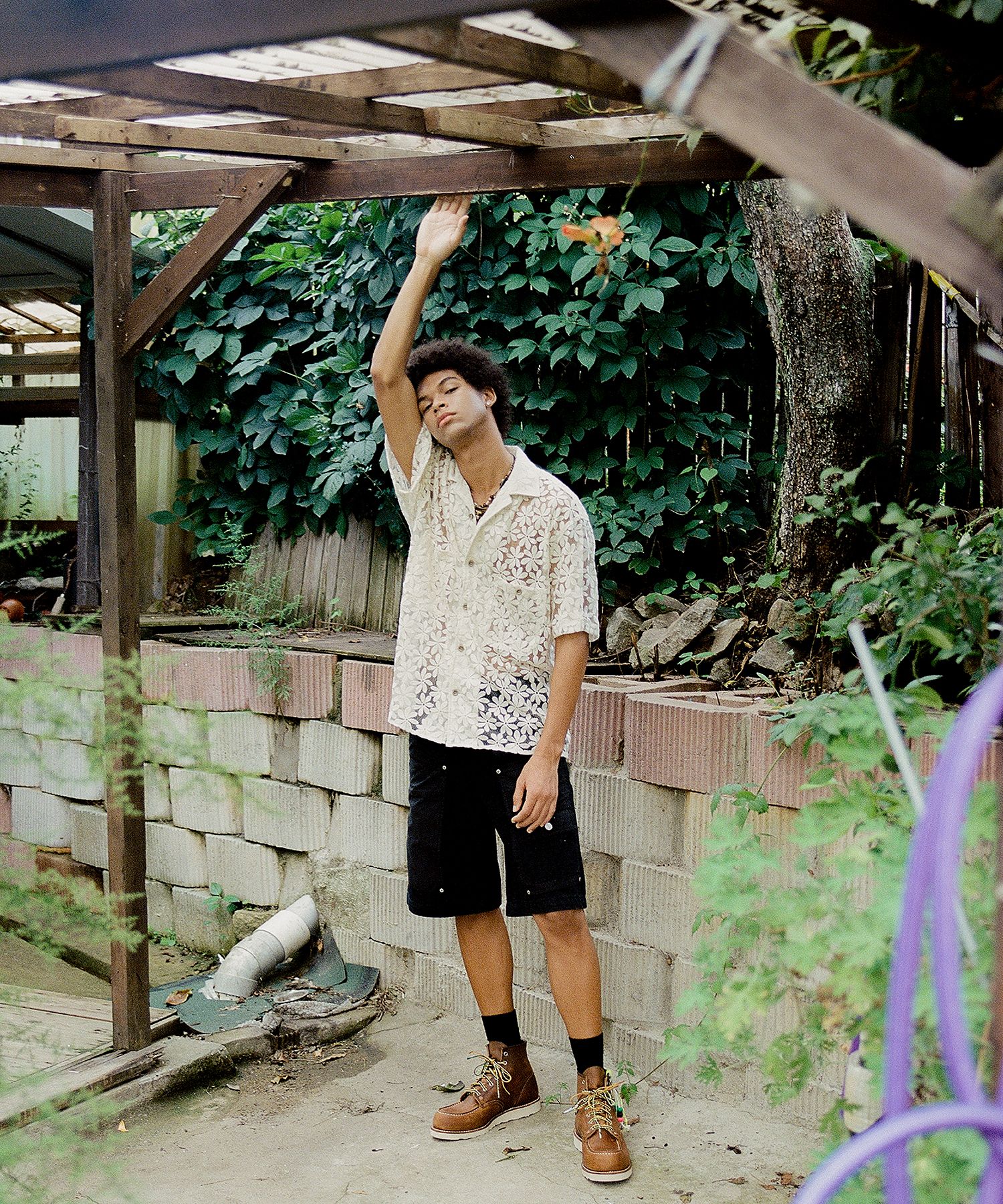 MUSINSA公式 | ANDERSSON BELL Flower sheer open collar shirt 