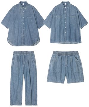 [세트][선택] 스톤 워싱 데님 셋업 블루