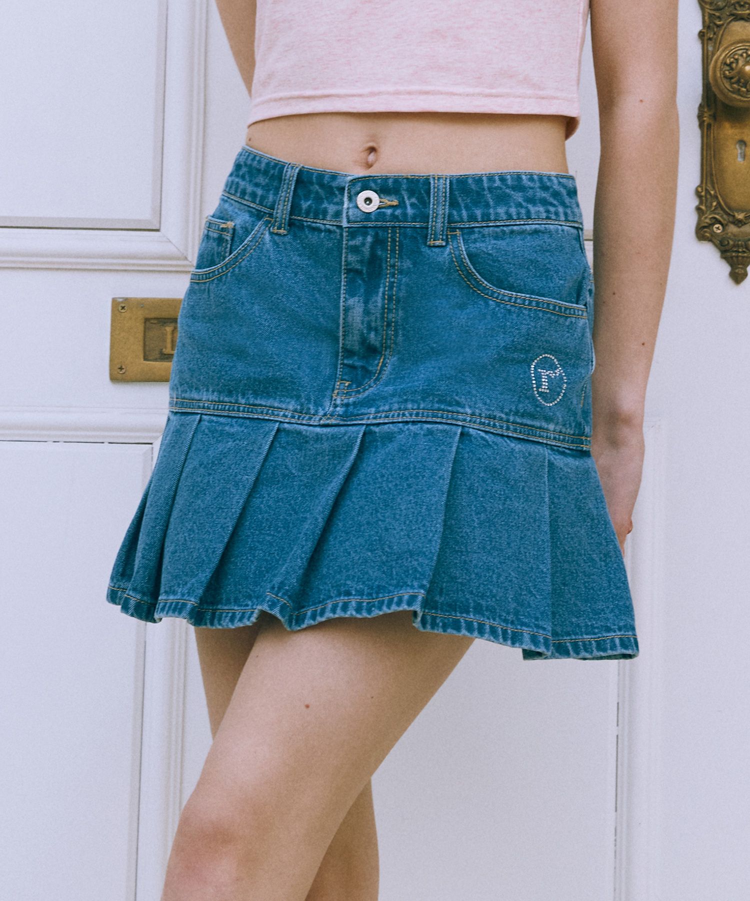 ● ROLAROLA ● DENIM PLEATS ONEPIECE BLUE MUSINSA | ROLAROLA PLEATS DENIM SKIRT BLUE