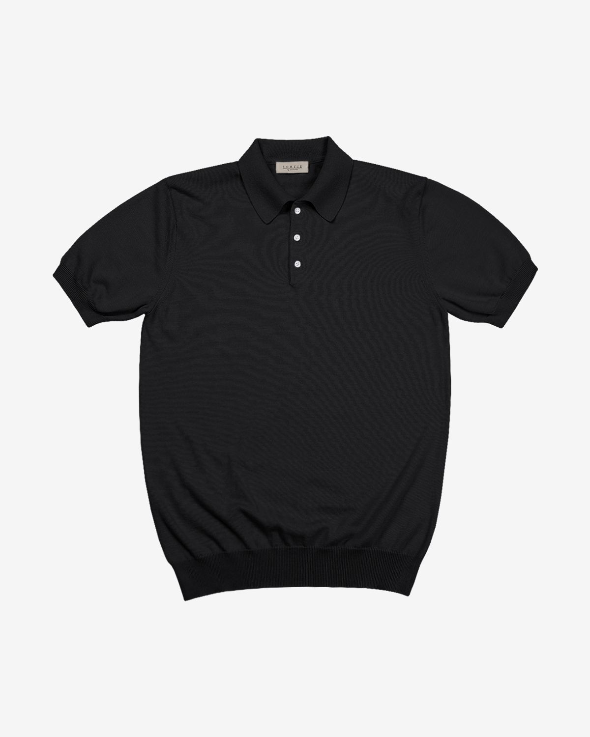솔티(SORTIE) 14gg Silk Cotton Half Polo Knit (Black)