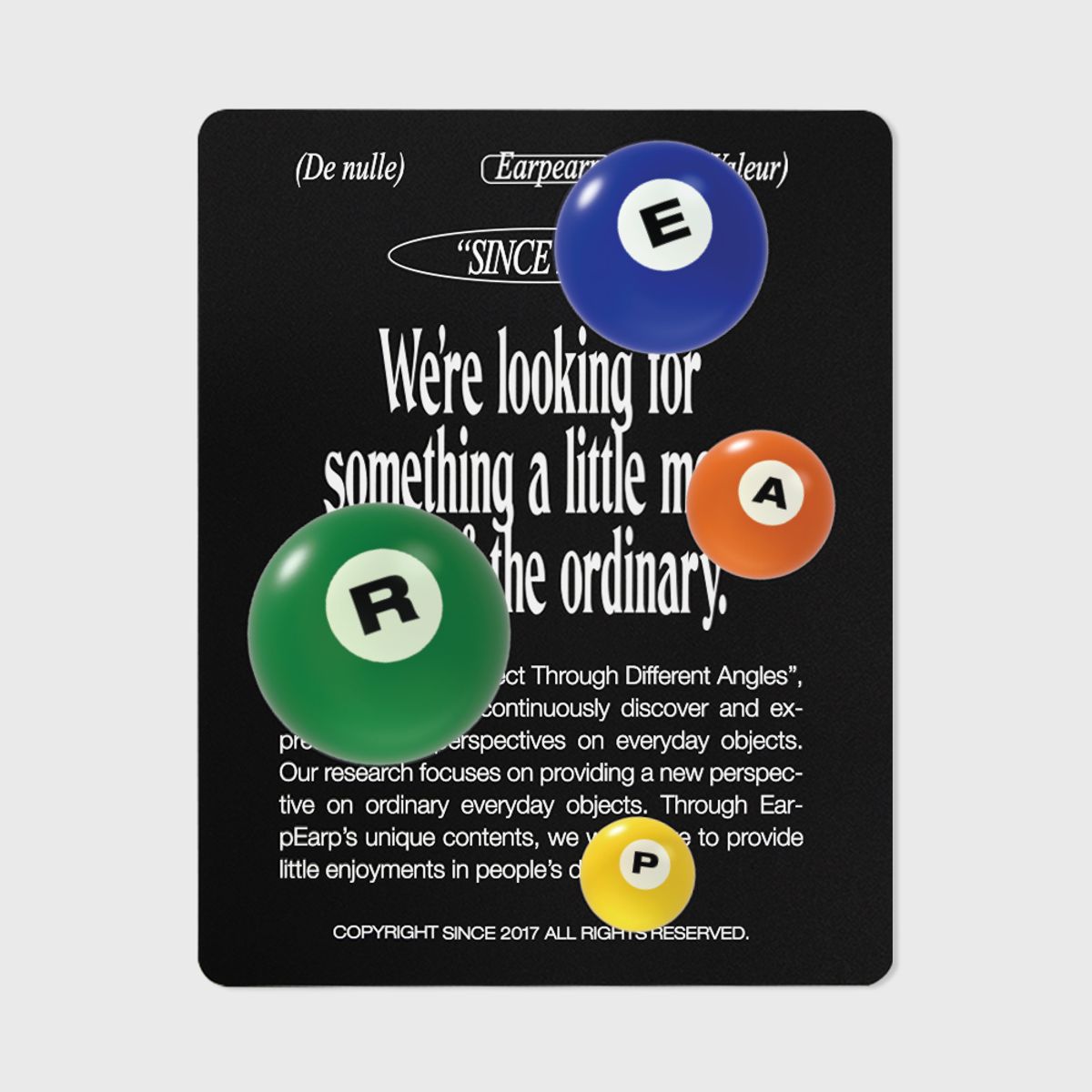 어프어프(EARPEARP) POCKETBALL OBJECT-BLACK(마우스패드)