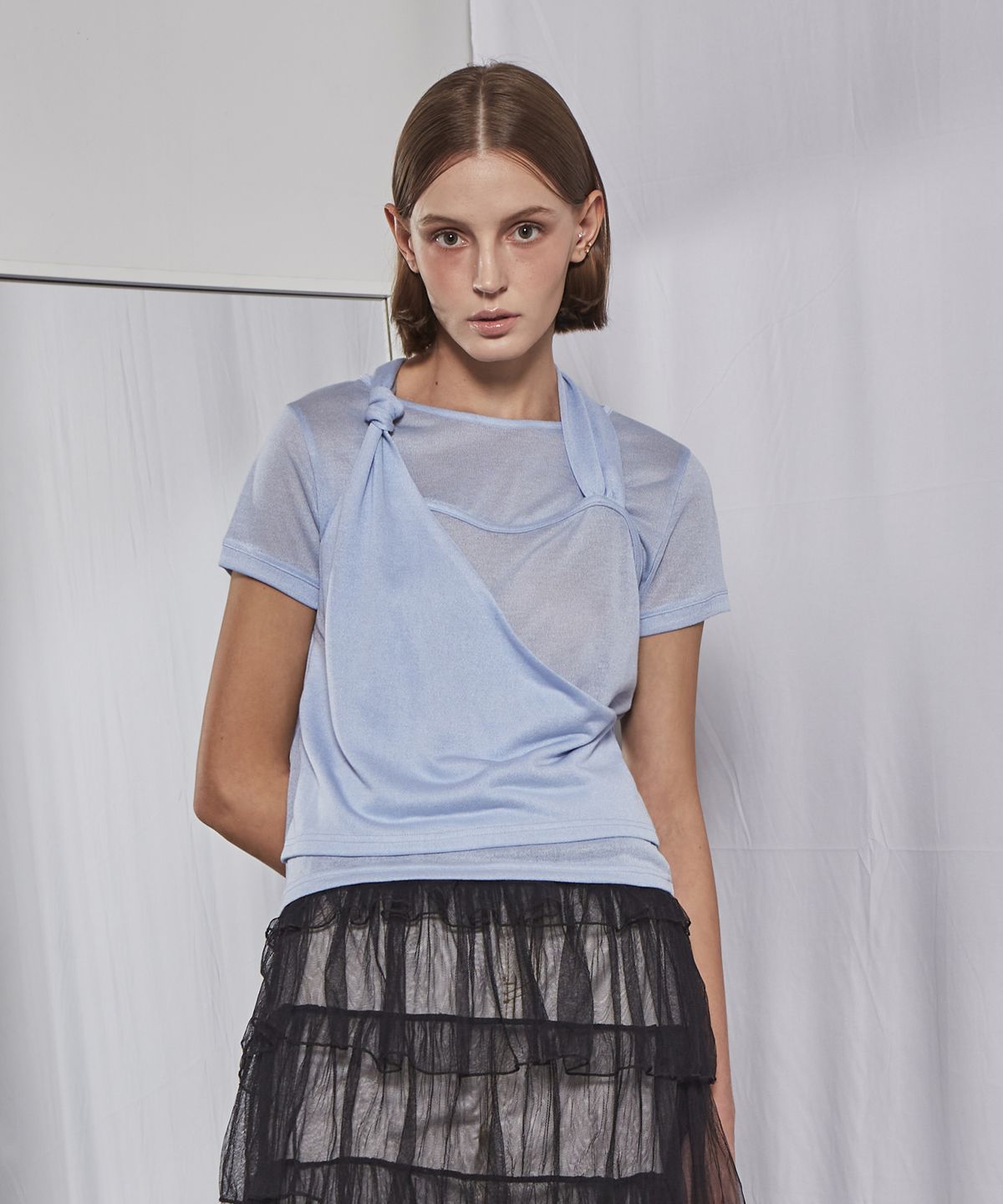 파베르핑거(FABER FINGER) Layered Strap T-shirt (Blue)
