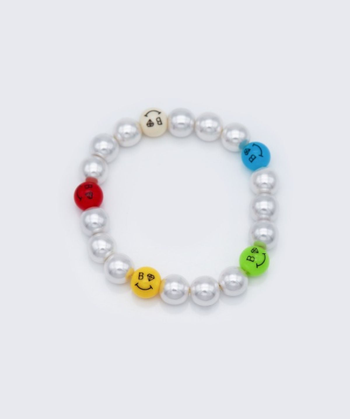 봉보(BONBEAU) Bold pearl kitsch smile ball Bracelet 볼드 진주 키치 스마일 볼 밴딩 팔찌
